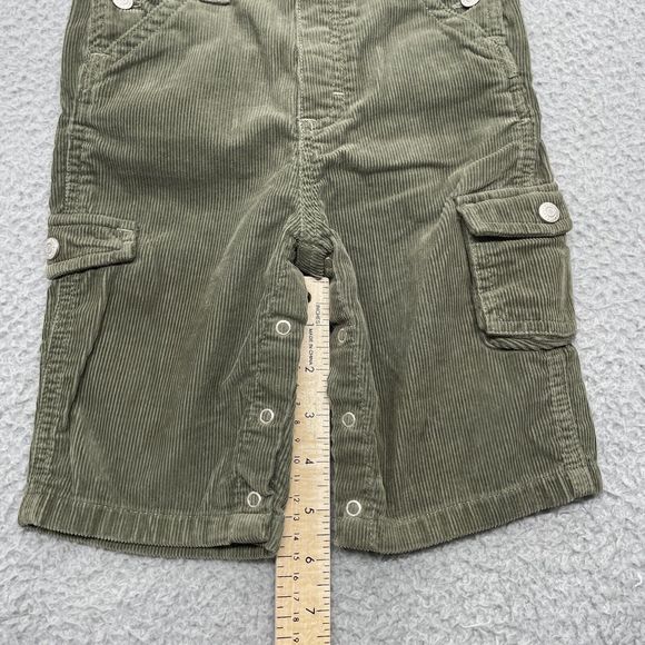 Old Navy Corduroy Bibs Baby 6/12 month Green Cargo Overalls Pockets Pants Unisex - Picture 10 of 11